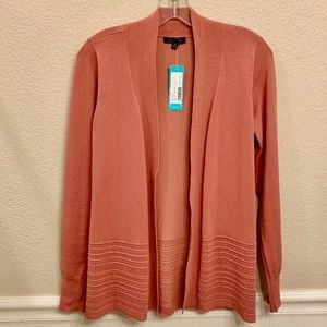 Lety & Me Gabby Pointelle Detail Cardigan Dark Pink XS NWT